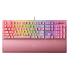 限地区、plus:雷蛇（Razer）黑寡妇V3 机械键盘 游戏键盘 104键 RGB背光 游戏电竞 粉晶 绿轴 带腕托