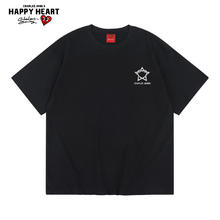 查尔斯桃心 CHARLES JANG'S HAPPY HEART 夏季cleanfit基础款纯棉T恤美式简约宽松休闲短袖男女同款 黑色 2XL