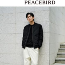 PLUS会员：PEACEBIRD 太平鸟男装 羽绒服棒球领短款男 黑色