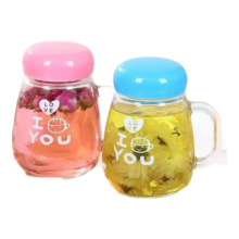 38节：带把手花茶玻璃杯-粉色380ml 1只