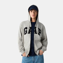 Gap 清库存！2025春季新款字母logo拉链连帽卫衣多色外套868454美版 灰色