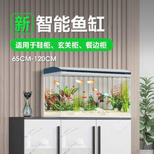 长锐 CHANGRUI 鱼缸客厅大型造景生态超白玻璃家用办公室免换水水族箱 热弯高清/65cm长