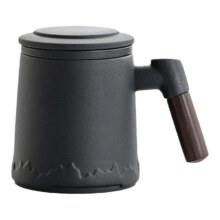 梵愿 木语杯 陶瓷办公杯 400ml 雅致黑