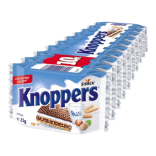 knoppers 德国进口 牛奶榛子巧克力威化饼干 25g*10包
