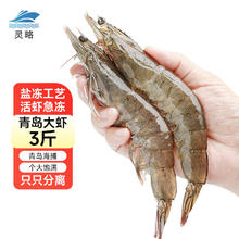 灵略 LINGLUE 灵略 青岛盐冻白虾 3斤60-75只