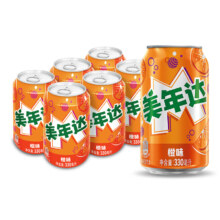 PLUS：百事可乐 美年达 橙味碳酸饮料 330ml 6听