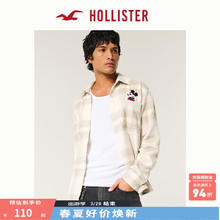 HOLLISTER 霍利斯特 24春秋款美拉蓝宽松美式通勤长袖衬衫男装KI325-4051 奶白色格子