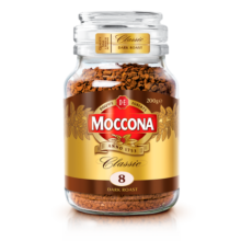 摩可纳（Moccona）经典8号 深度烘焙冻干速溶黑咖啡200g瓶装 进口拿铁 健身运动燃减