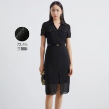 再降价：奈蔻  醋酸系列 春夏商务通勤气质收腰职业v领连衣裙女
