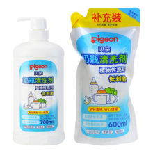 贝亲（Pigeon）奶瓶清洗剂植物性原料 奶瓶清洁剂奶瓶清洗液植物性 奶瓶清洗剂1瓶+1袋（1300ml）