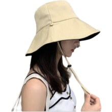 防晒双面渔夫帽女夏季遮脸大帽檐 黑色米色3.49元（需领券）