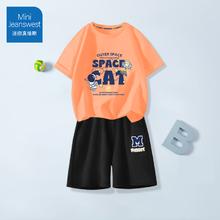 迷你真维斯 Mini Jeanswest 儿童纯棉夏季男童套装短袖短裤两件套男孩休闲帅气童装