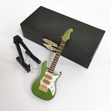曲美思 手工迷你电吉他模型摆件 10cm G38草绿色 配盒子+支架