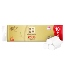PLUS会员：清风无芯卷纸 原木金装4层2500克/14卷 卫生纸卷筒纸 纸巾卷纸