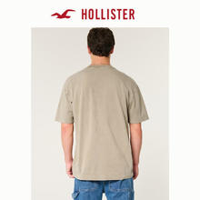 HOLLISTER 霍利斯特 24春秋款美式情侣重磅宽松短袖T恤男装女装KI323-4361 浅棕色
