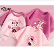 京东百亿补贴：Disney 迪士尼 女童纯棉短袖T恤 3件-粉+莓红+莓粉