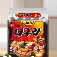 农心韩国进口方便面小浣熊辣味乌冬面多连包（3倍辣）121g*5包