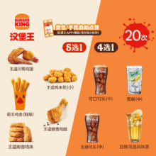 汉堡王 20次经典小食随心配2件套 多次电子兑换券