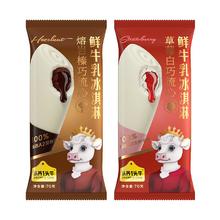 认养一头牛 鲜牛乳冰淇淋 2口味 420g（熔岩榛巧流心70g*3袋+草莓白巧流心70g*3袋）