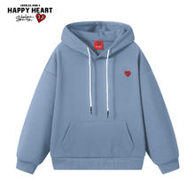 查尔斯桃心 CHARLES JANG'S HAPPY HEART 简约潮流加绒LOGO刺绣基础款连帽套头卫衣