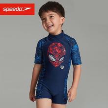 SPEEDO 儿童连体泳衣男童游泳装备抗氯训练竞赛儿童游泳装备