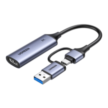 绿联（UGREEN）HDMI视频采集卡4K输入 适用Switch/PS5黑神话悟空直播笔记本电脑手机相机抖音直播专用 USB/Type-C双输出2K30Hz采集卡