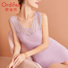 欧迪芬（Ordifen）家居服无袖V领蕾丝拼接睡裙 *2
