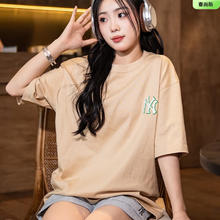 MLB 美职棒（MLB） 短袖女T恤夏季休闲复古户外透气印花半袖上衣男潮3ATSM0443 纽约洋基队/淺米色 M 170/92A