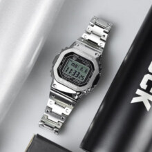 卡西欧（CASIO）G-SHOCK系列小红圈小方块系列太阳能电波防水防震手表情人节礼物 银砖GMW-B5000D-1电波太阳能蓝牙