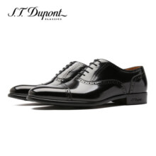 S.T.Dupont都彭手工皮鞋男士正装皮鞋一字头牛津鞋亮面牛皮布洛克L31232646 黑色 37