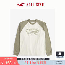 HOLLISTER 霍利斯特 美式情侣重磅撞色插肩袖T恤 KI323-4043