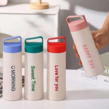 新款简约时尚手提玻璃水杯 400ml 1只1.9元