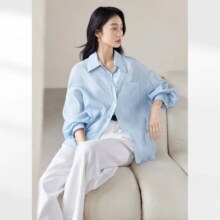 29号10点：对白 显瘦轻薄条纹 女式长袖衬衫