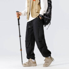 愠风 男士户外登山冲锋裤 春秋季 黑色 3XL