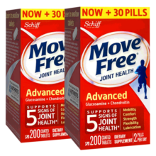 益节（Move Free）氨糖软骨素钙片红瓶 骨维力氨基葡萄糖护关节 美国进口 【200天量】日常养护红瓶200粒*2瓶