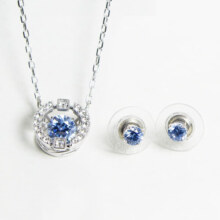 施华洛世奇（SWAROVSKI）跳动的心项链耳钉 红色蓝色套装 纪念日生日38女神节礼物送女友 蓝色  5480485