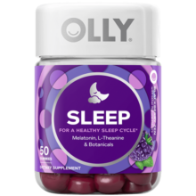 OLLY褪黑素软糖3mg50粒闪睡片睡眠退黑素黑色素助眠加班熬夜常备