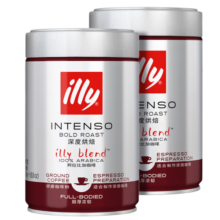 ILLY意利（illy）意式拼配 深度烘焙 进口纯黑咖啡粉250g*2罐装