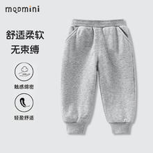 MQDMINI 童装儿童裤子春秋款时尚男女童休闲运动卫裤秋装小童束脚宽松长裤 灰色 100