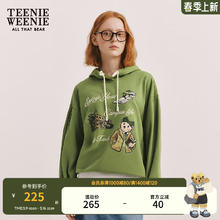 TEENIE WEENIE 小熊秋冬基础连帽套头卫衣活力休闲上衣女 橄榄绿 160/S