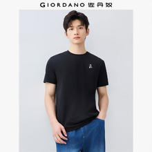佐丹奴 刺绣圆领t恤男春夏纯棉体恤趣味休闲短袖上衣13025503 02黑色(卡通) XL