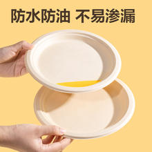 得力 一次性餐盘餐具 食品级环保甘蔗浆盘子蛋糕纸碟户外烧烤9英寸20只 一次性餐盘