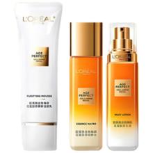 L'OREAL PARIS 欧莱雅金致臻颜花蜜胶原洁面水乳套装洁水乳125+65+50ml