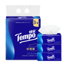 再降价、需首购、PLUS会员：TEMPO 得宝 抽纸 天然无香4层加厚 90抽*3包