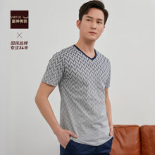 Virtue/富绅商务V领印花短袖男士夏装T恤Polo衫