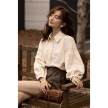 谜秀 木耳边加厚衬衫98.1元