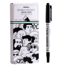 马利(Marie's)双头记号笔十只装 美术生专用黑色勾线笔 防水防油油性速干细头绘画马克笔C7816 速写 马克笔绘画