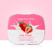 KISS PEARL无糖薄荷糖  口香糖 清新口气糖果零食 混合口味 草莓酸奶味【1盒】