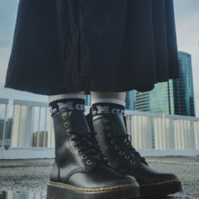Dr.Martens 马丁Zavala男女秋季舒适轻量黑色工装风马丁靴