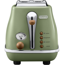德龙(Delonghi) CTO2003.VGR多士炉  icona复古早餐系列2片式家用面包机 橄榄绿 现货
